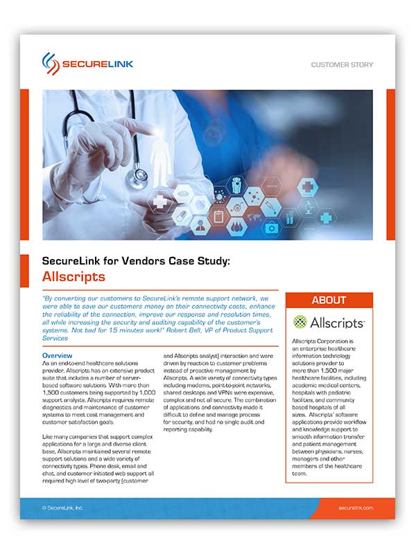 SecureLink for Vendors Case Study: Allscripts