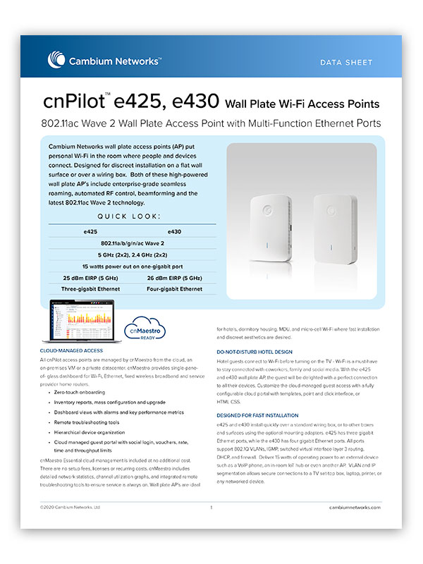 Cambian Networks cnPilot E425 E430