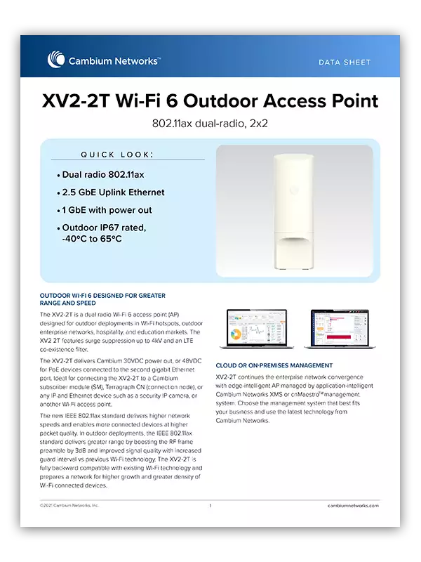 Cambium XV2-2T Outdoor Wi-Fi 6 Access Point