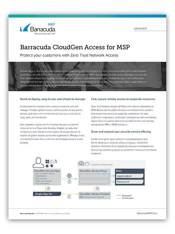 Barracuda CloudGen Access for MSP Datasheet