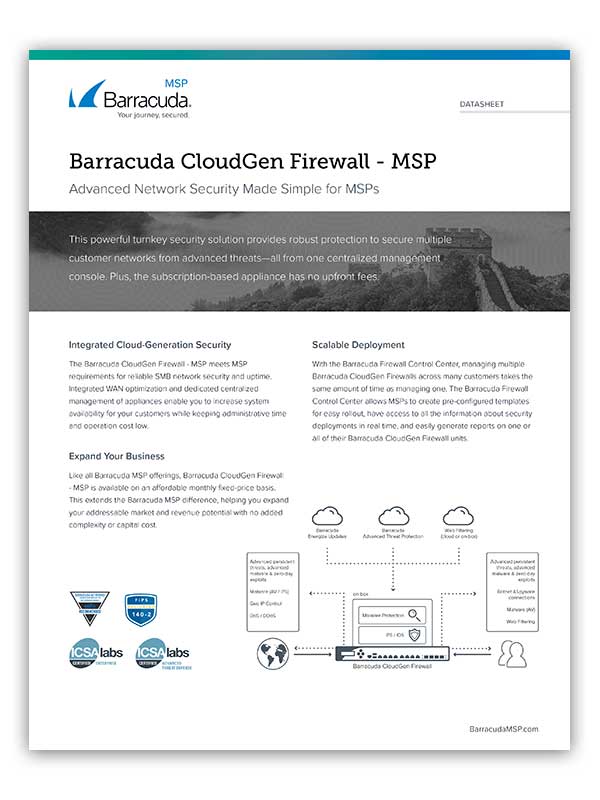 Barracuda CloudGen Firewall - MSP Datasheet