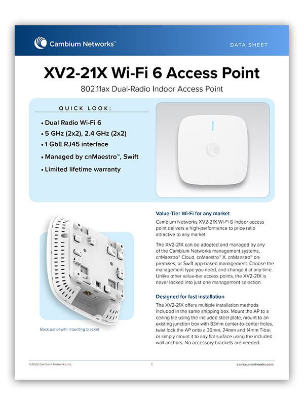 XV2-21X Wi-Fi 6 Access Point